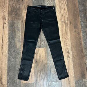 AG Adriano Goldschmied The Zip Up Ankle Skinny Coated Black Legging Size 27 NWOT